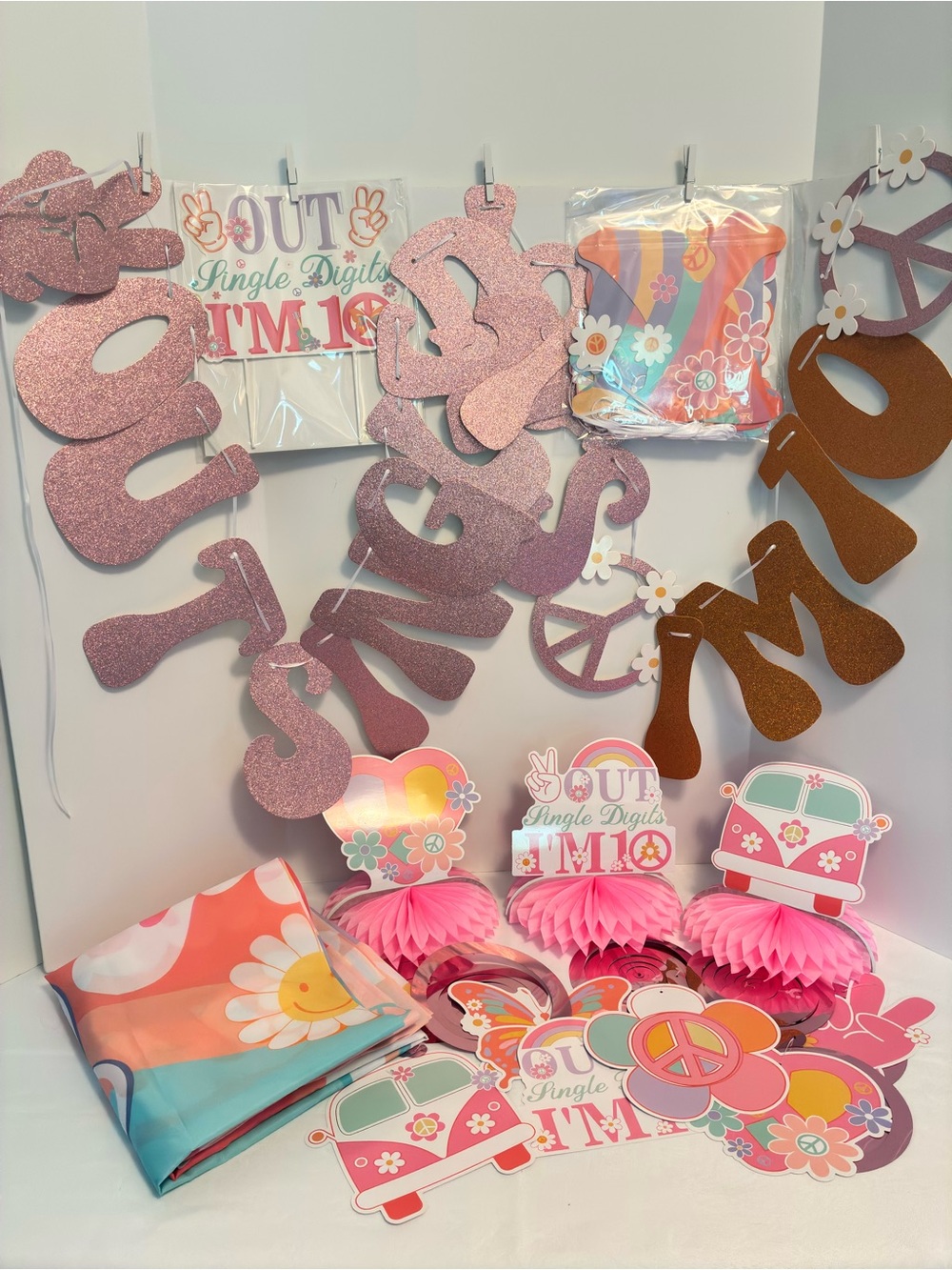 Peace Out Single Digits I'm 10 Birthday Party Banners & Decorations Bundle